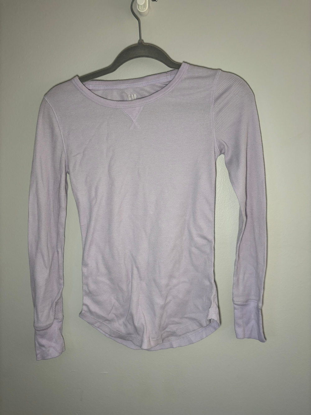 Gap Long Sleeve Waffle Knit Top Lavender XS